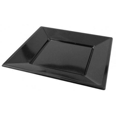 PLATOS CUADRADOS 18 CM NEGRO 25 UDS*-