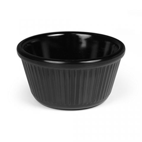 RAMEKIN ESTRIADO MELAMINA NEGRO 8 x 4 cm *-