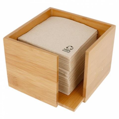 DISPENSADOR DE SERVILLETAS BAMBU NATURAL 20X20 *