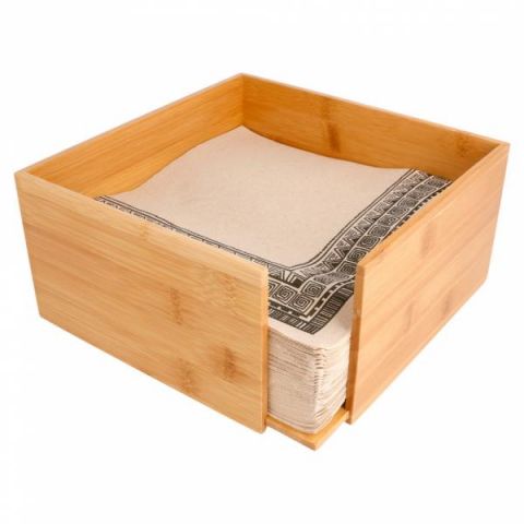 DISPENSADOR DE SERVILLETAS BAMBU NATURAL 40X40 *-