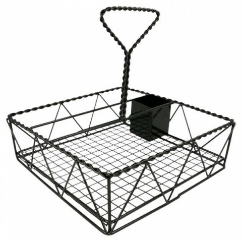 CESTA CADDY CUADRADA NEGRO METAL*-