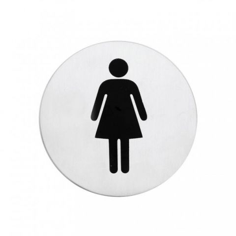 SEÑAL DE BAÑO MUJER ACERO 7,5 CM *-