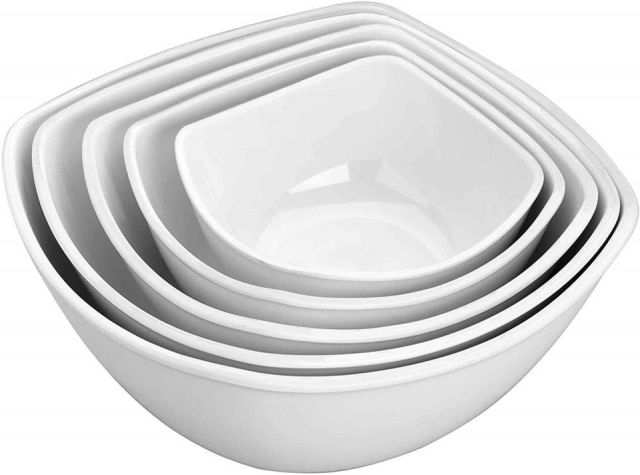 BOWL DE MELAMINA CUADRADO BLANCO 12 x 12 x 6 cm*-